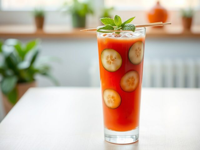 Komkommer en tomatensap