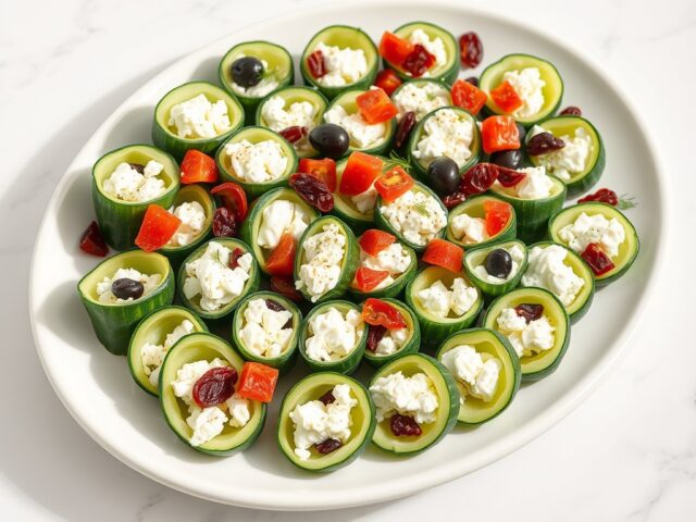 Komkommer-feta-rolletjes