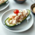 Komkommer gevuld met surimi