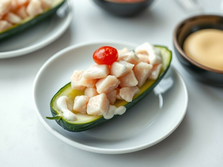 Komkommer gevuld met surimi