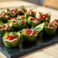 Komkommerbakjes met Thaise biefstuksalade