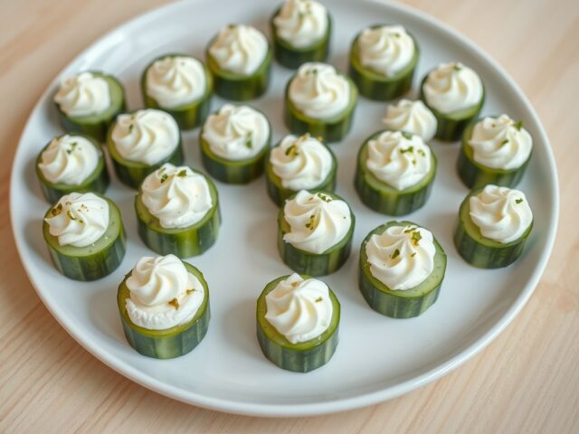 Komkommerhapjes met monchoucréme