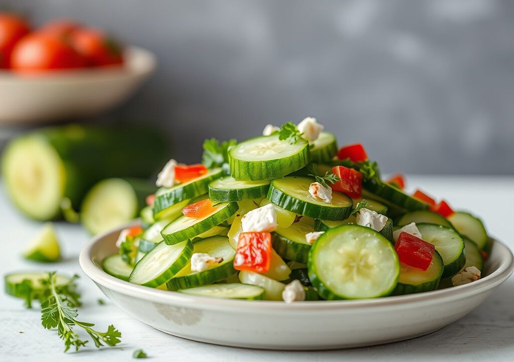 komkommersalade, AI-gegenereerde illustratie
