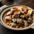 Konijn met mosterd en champignons