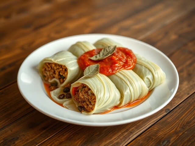 Koolpakketjes gevuld met gehakt