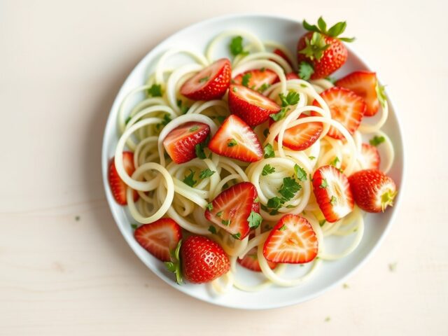 Koolrabisalade met aardbeien