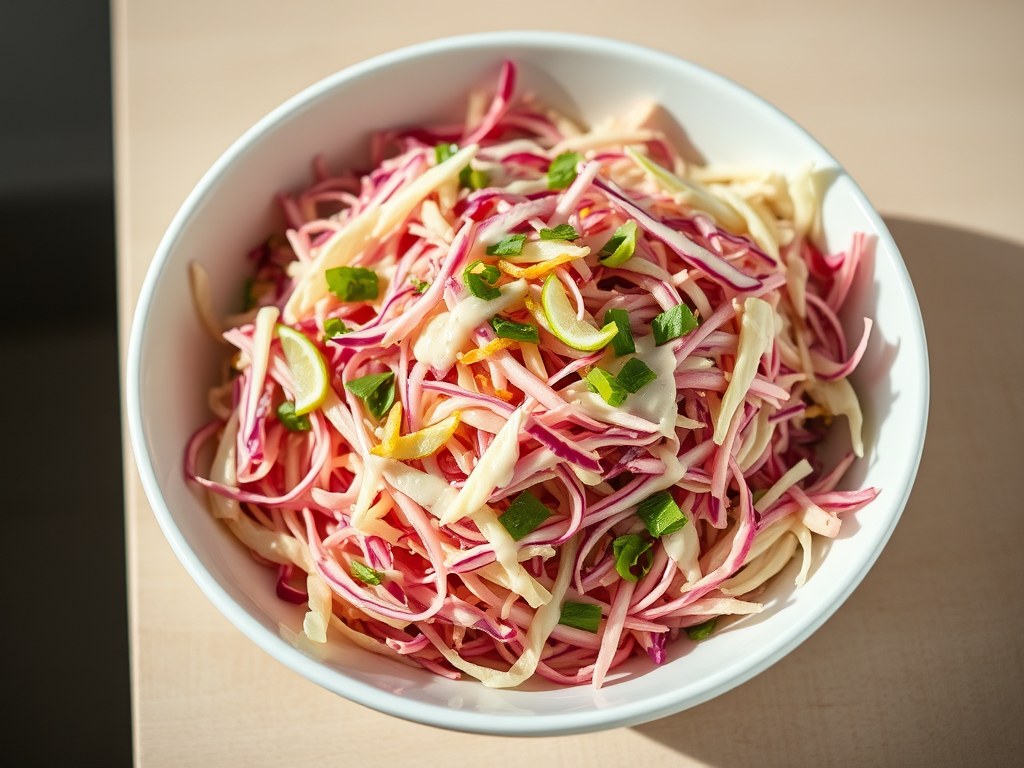 Koolsalade met honing+limoen+gember (opm), AI-gegenereerde illustratie