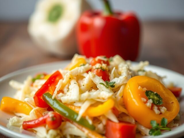 Koolsalade met paprika en kaas (maaltijdsalade)