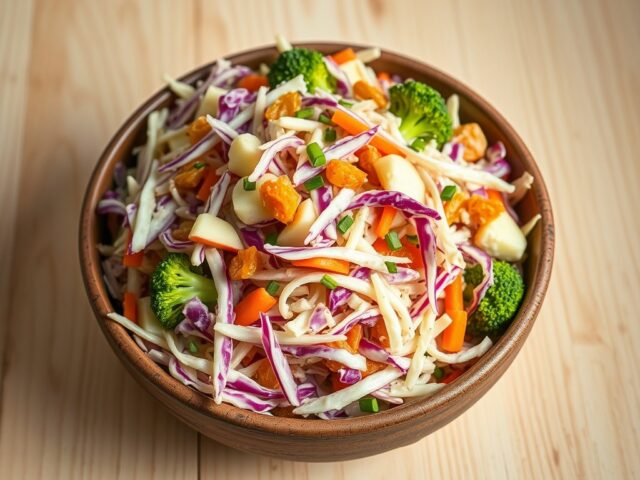 Koolsla en Appelsticks met een Yoghurt Dressing