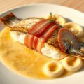 Koolvis in de oven met gedroogde ham met mosterdsaus