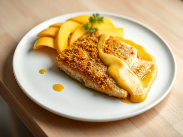 Koolvis in kerriekorstje met mango