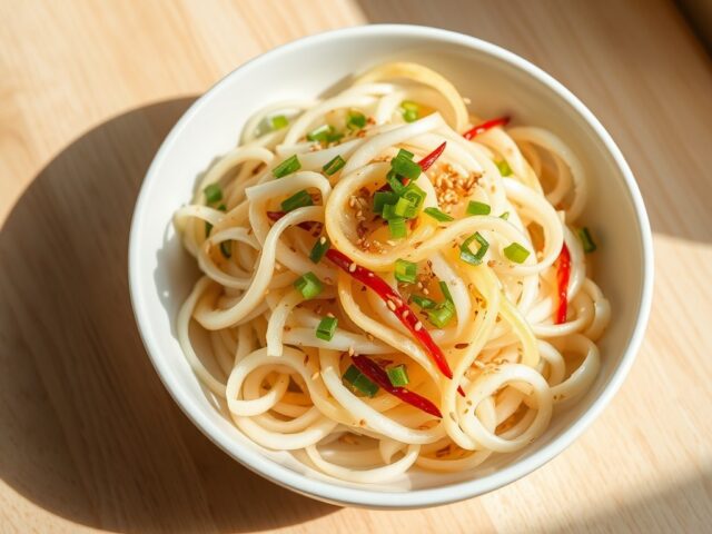 Koreaanse rettichsalade (Mu saingchai)