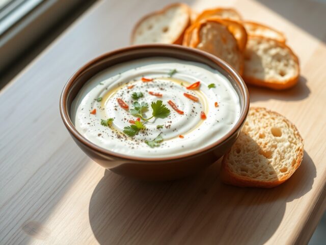 Koriander-peper-tzatziki met brood
