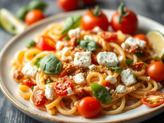 Koude Pastasalade met Geitenkaas — AI-gegenereerde illustratie