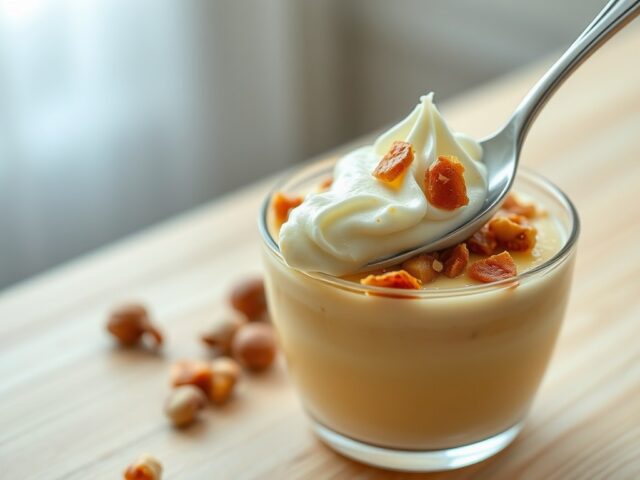 Koude sabayon met Sauternes en gekarameliseerde hazelnoten