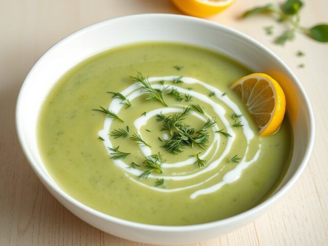 Koude soep van avocado en spinazie