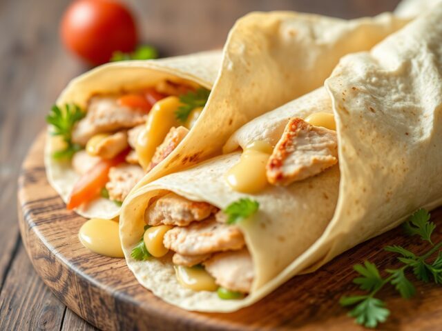 Koude wraps met kip — AI-gegenereerde illustratie