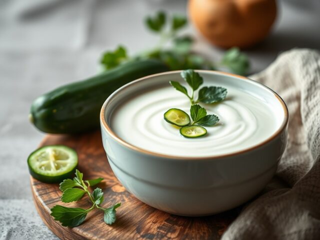 Koude yoghurtsoep — AI-gegenereerde illustratie