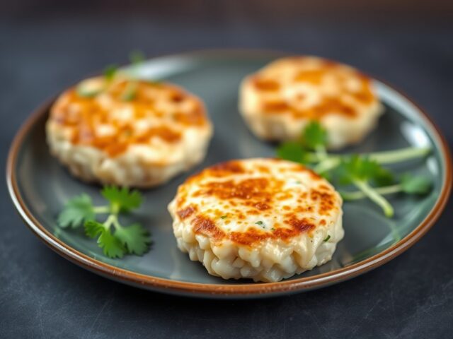 Krab- cq Zalm- en Garnalen-Cakes — AI-gegenereerde illustratie