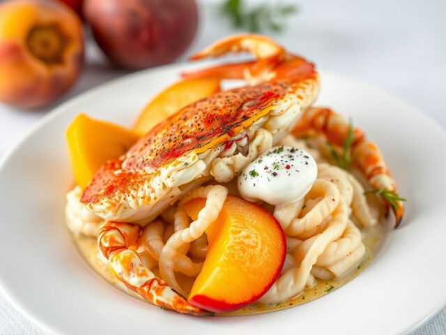 Krab met perziken