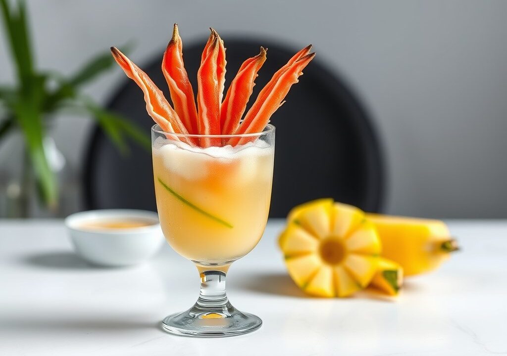 Krab-vruchtencocktailglaasje, AI-gegenereerde illustratie