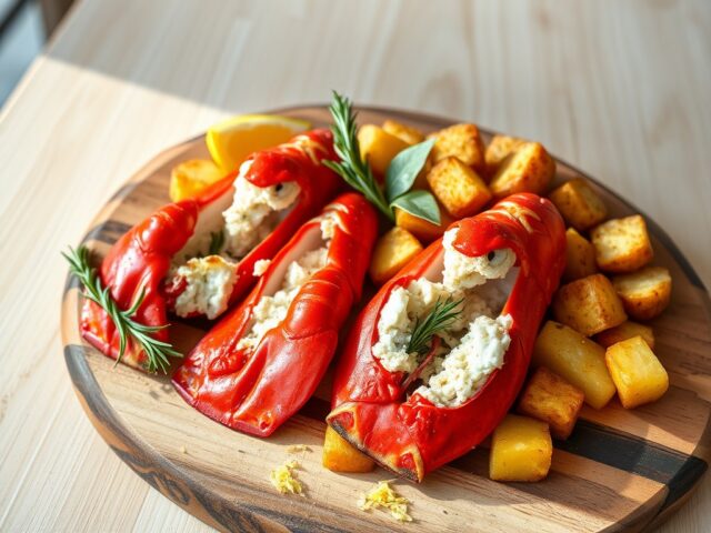 kreeft met gebakken aardappeltjes