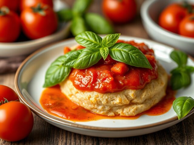 Kreeft met pomodori-saus en basilicum