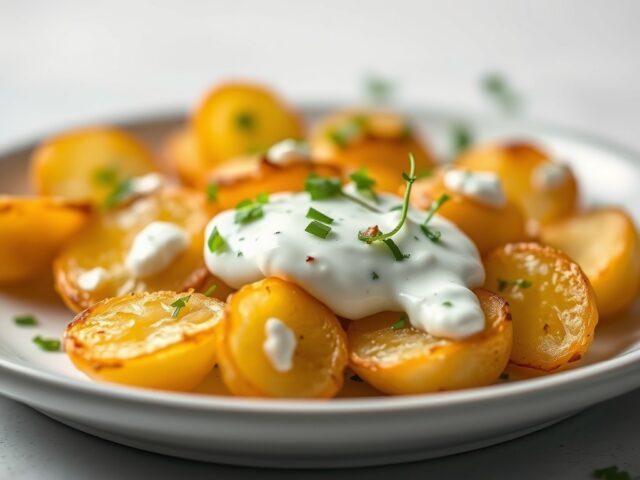 Krielaardappeltjes met tzatziki — AI-gegenereerde illustratie