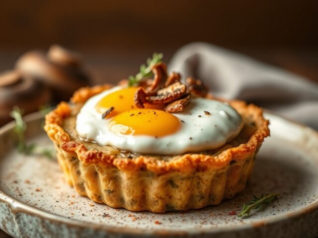 Krokante champignontaart met gerookte kip