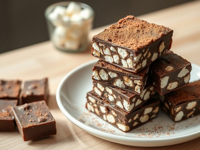 Krokante chocolade-marshmallow vierkantjes