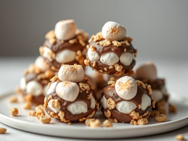 Krokante chocolade-marshmallow vierkantjes — AI-gegenereerde illustratie