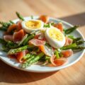 Krokante Parmaham en aspergesalade