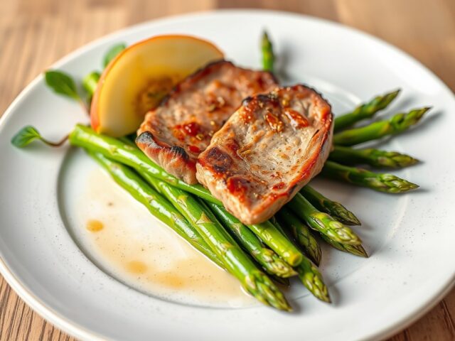 Krokante tongfiletsliertjes met asperges
