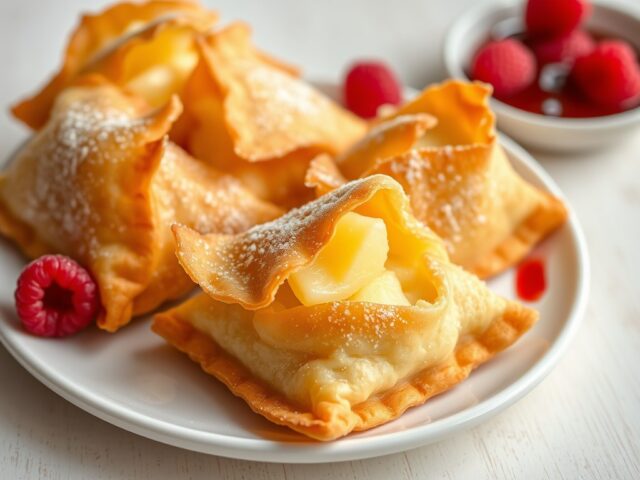 krokantjes met ananas en citroenmascarpone met framboos