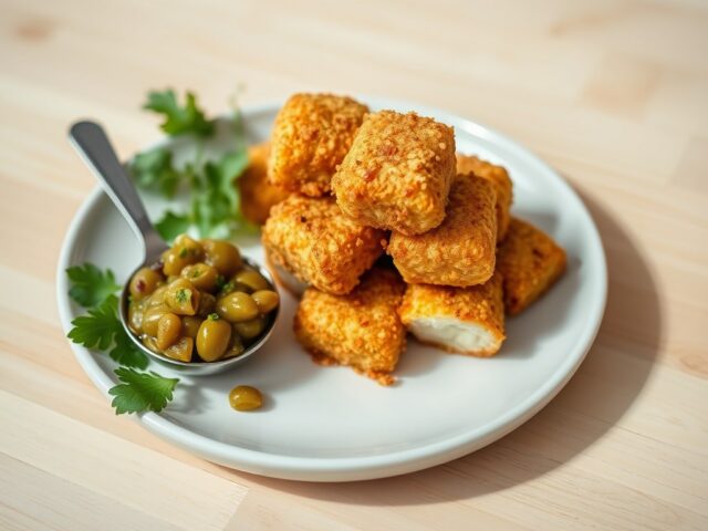 Kroketten van mozzarella met olijvensalsa