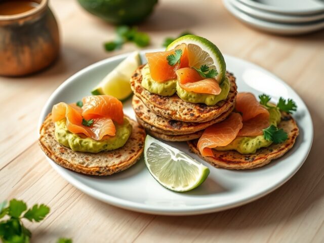 Kruidenblini’s met avocado en zalm
