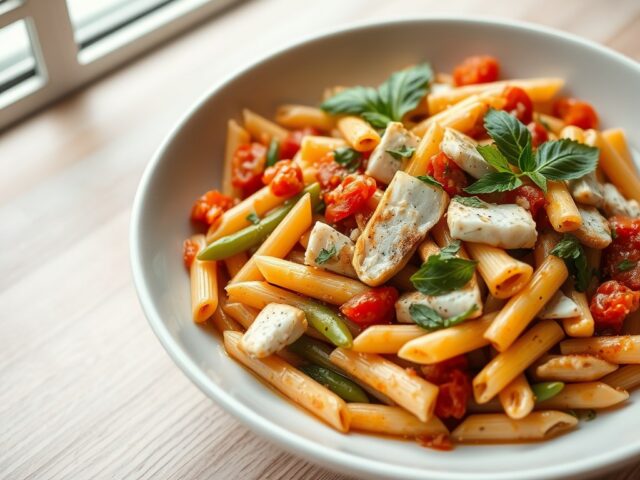 Kruidenpasta met vispakketjes
