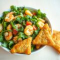 Kruidensalade met garnalentoastjes
