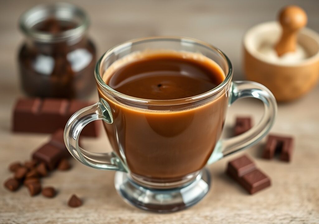 Kruidige chocoladekoffie, AI-gegenereerde illustratie