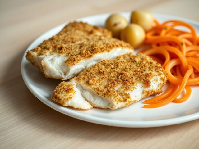 Kruidige geepmoten met wortel in vinaigrette