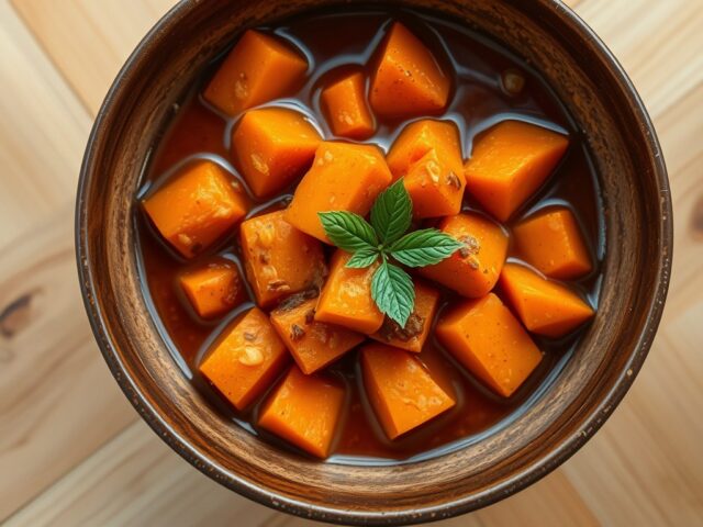 Kruidige stoofpot van zoete aardappelen