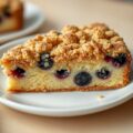 Kruimelcake met blauwe bessen en kaneel