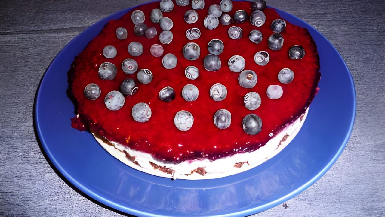 Kwarktaart met stracciatella en frambozen