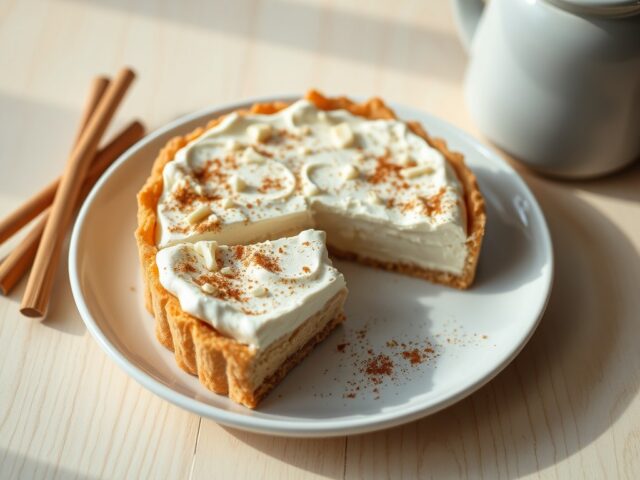 Kwarktaart met witte chocolade en amaretto