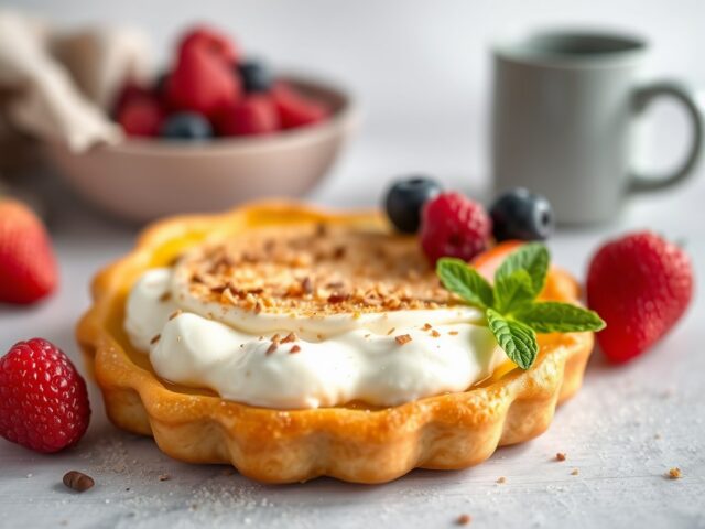 Laagjestaart met aardbeien,mascarpone en room
