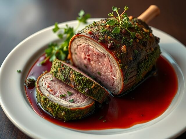 Lamsfilet in een croûte van kruiden