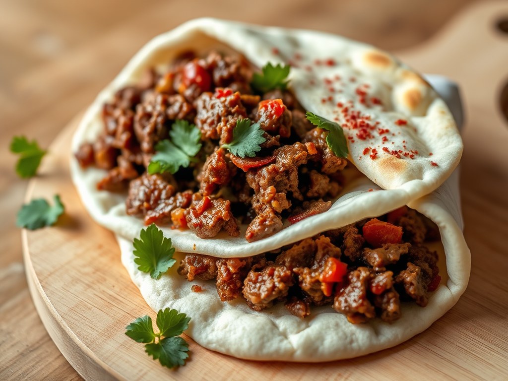 Lamsgehakt-Vulling voor Pitah’s – Tortilla’s, AI-gegenereerde illustratie