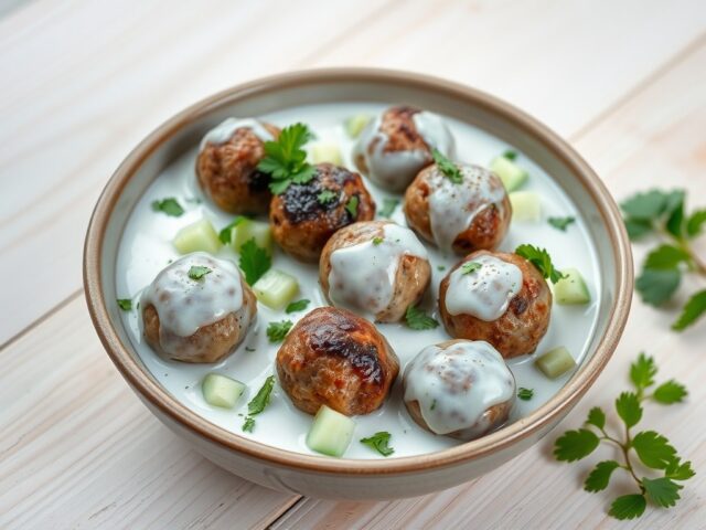 Lamsgehaktballetjes in yoghurtsaus