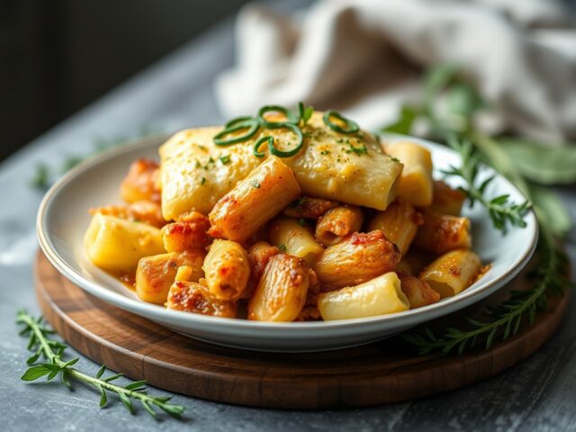 Lamskarbonaadjes Farci met Gratin van Flageolets — AI-gegenereerde illustratie