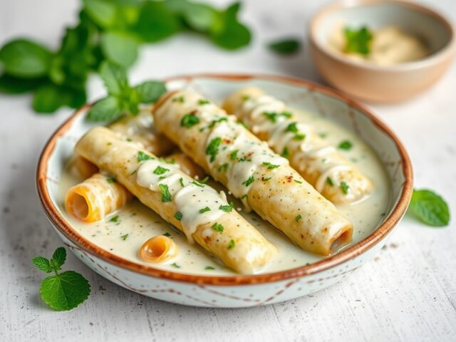 Lamskoteletjes met Asperges in Muntsaus — AI-gegenereerde illustratie